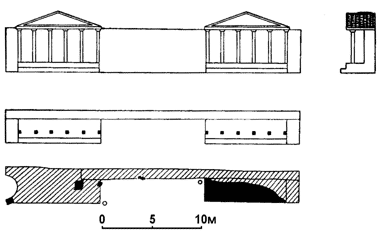 Реконструкция здания с портиками. IV-III вв. до н.э.