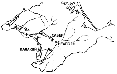 Схема похода Диофанта. II в. до н.э.