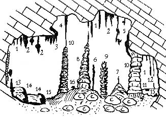Рис.13 Водные хемогенные отложения карстовых пещер